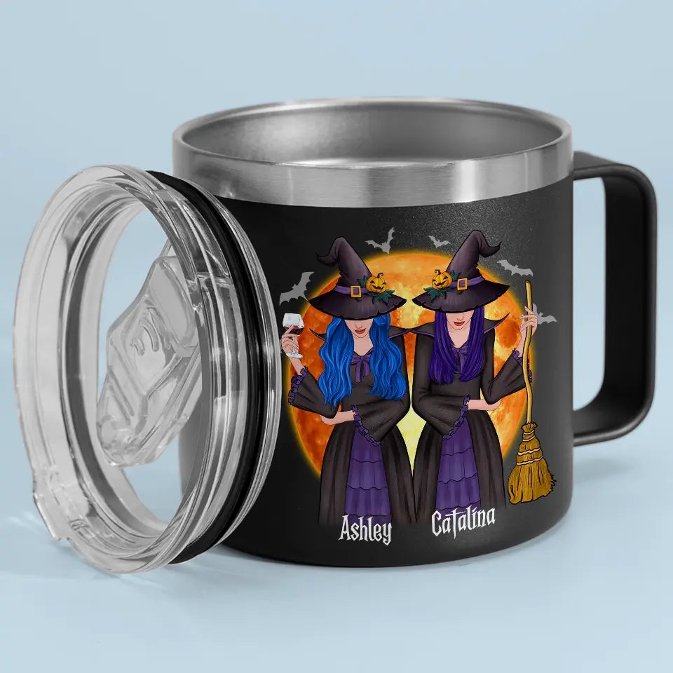 We Are Witches By Nature - Bestie Personalized Custom 14oz Stainless Steel Tumbler With Handle - Halloween Gift For Best Friends, BFF, Sisters
