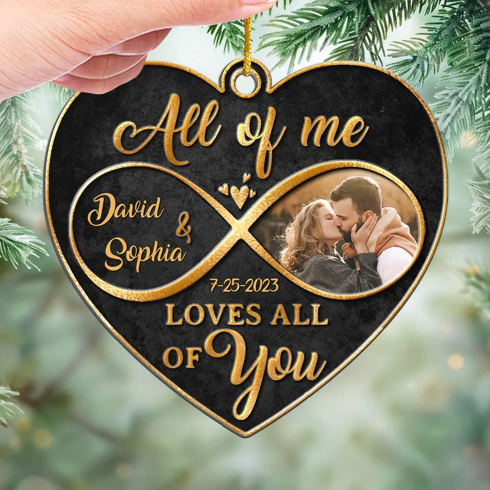 Custom Photo Love Is The Beauty Of The Soul - Couple Personalized Custom Ornament - Metal Custom Shaped - Christmas Gift For Husband Wife, Anniversary