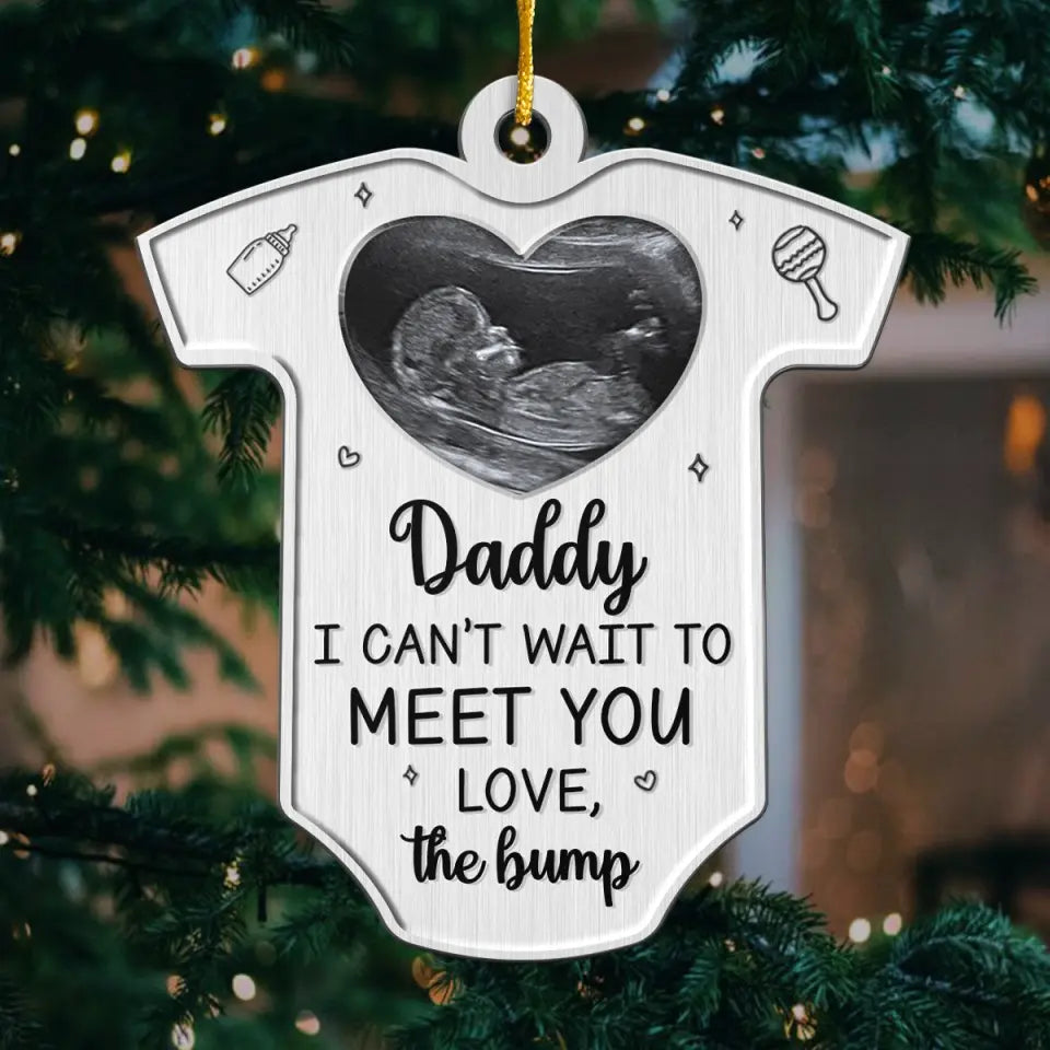 Custom Photo I Can't Wait To Love You -  Family Personalized Custom Ornament - Metal Custom Shaped - Christmas Gift For Baby Kids, Newborn Baby