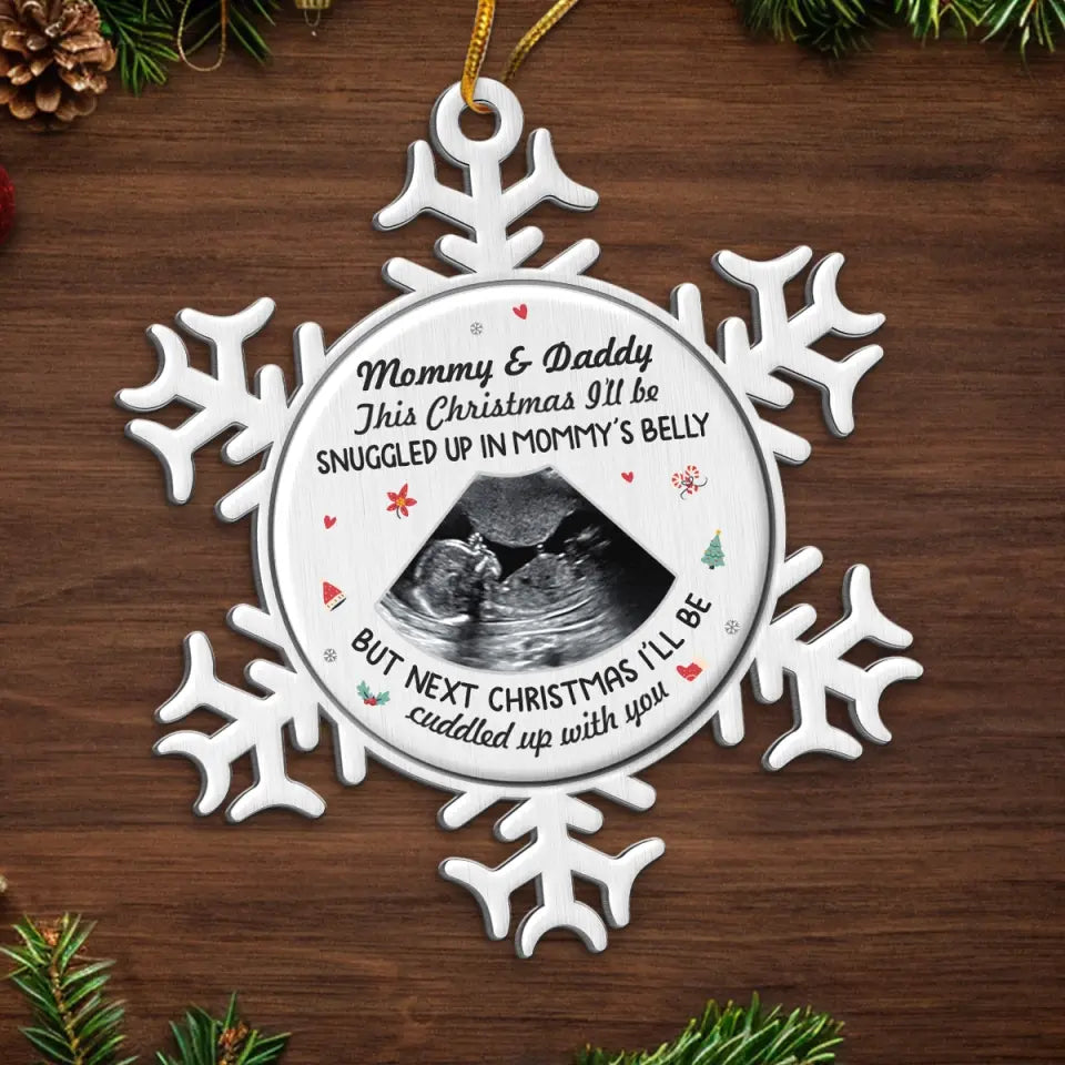 Custom Photo Bundle Of Joy For The Holidays -  Family Personalized Custom Ornament - Metal Custom Shaped - Christmas Gift For Baby Kids, Newborn Baby