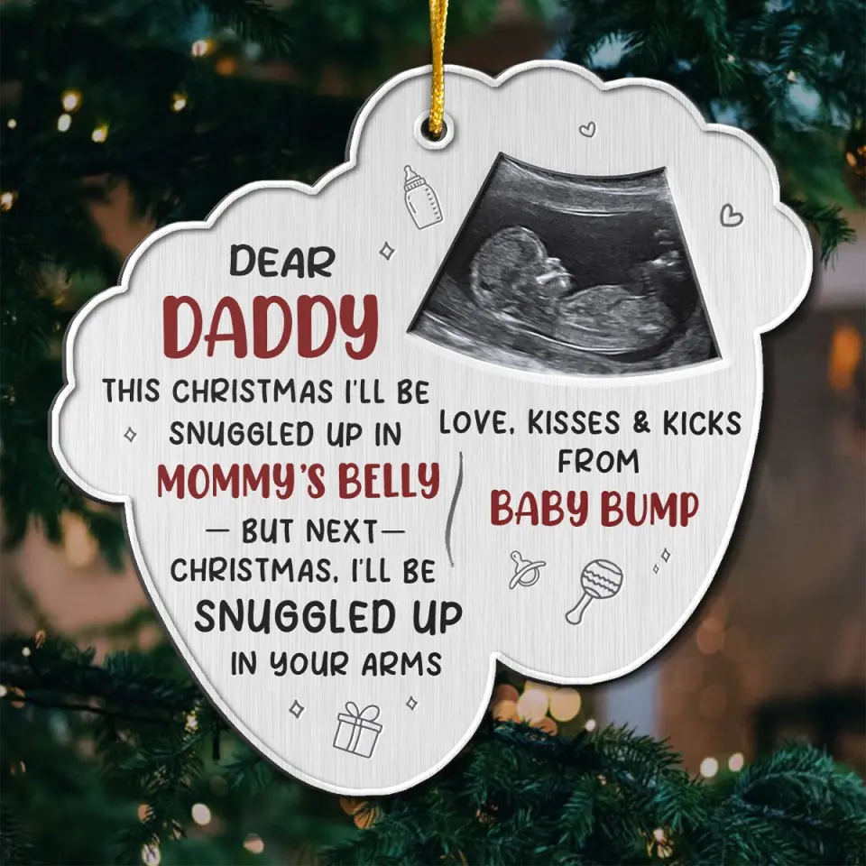 Custom Photo Joy To The World, Baby's First Whirl -  Family Personalized Custom Ornament - Metal Custom Shaped - Christmas Gift For Baby Kids, Newborn Baby