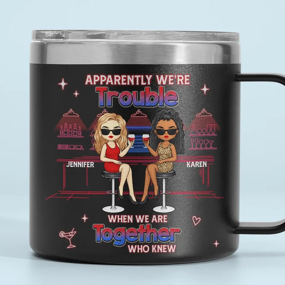 You're My Sister At Heart - Bestie Personalized Custom 14oz Stainless Steel Tumbler With Handle - Gift For Best Friends, BFF, Sisters
