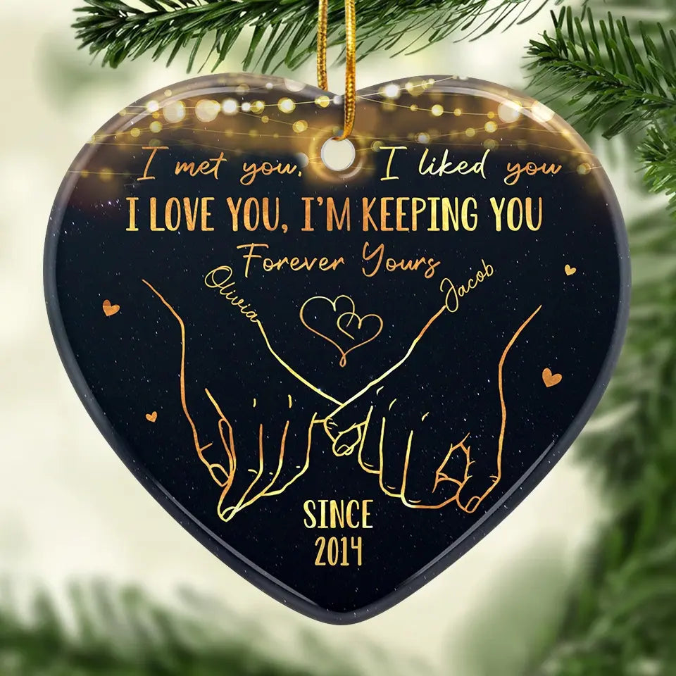 Love Was Made For Me And You - Couple Personalized Custom Ornament - Ceramic Heart Shaped - Christmas Gift For Husband Wife, Anniversary