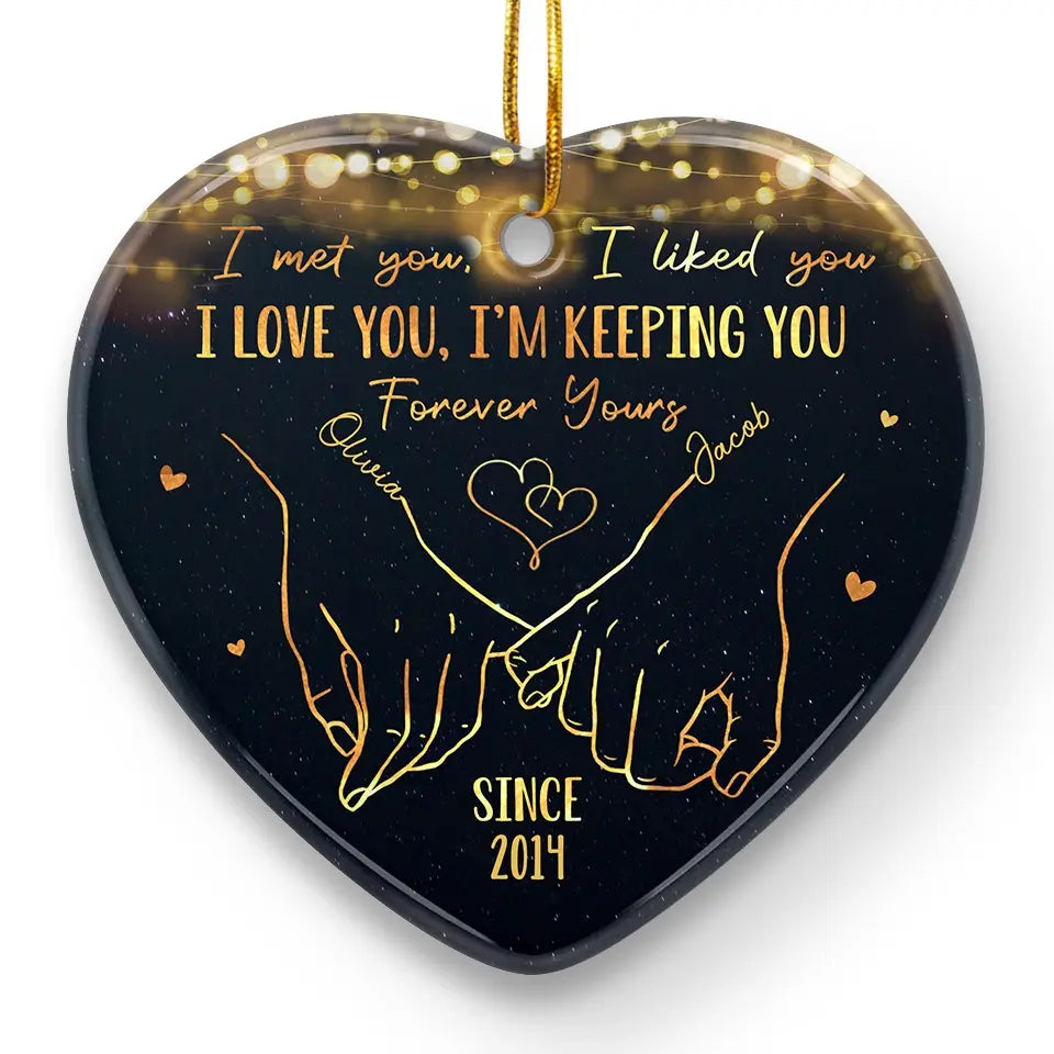 Love Was Made For Me And You - Couple Personalized Custom Ornament - Ceramic Heart Shaped - Christmas Gift For Husband Wife, Anniversary