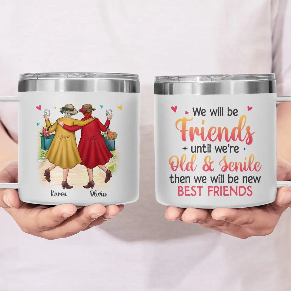 A Bestie Is Someone Who Is Always There For You, No Matter What - Bestie Personalized Custom 14oz Stainless Steel Tumbler With Handle - Gift For Best Friends, BFF, Sisters