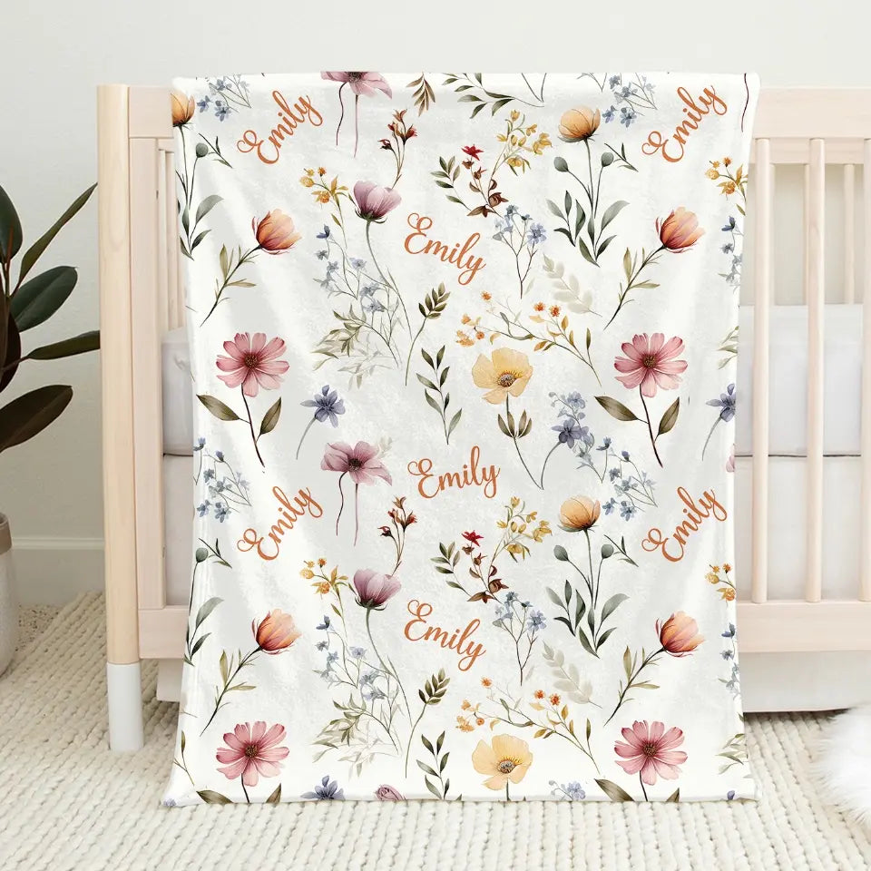 Shine And Bright Like A Flower - Family Personalized Custom Baby Blanket - Gift For Baby Kids, Newborn Baby