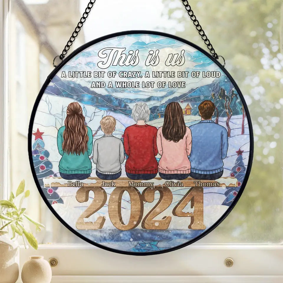 A Whole Lot Of Love - Family Personalized Custom Stained Glass Window Hanging Suncatcher - Christmas Gift For Family Members