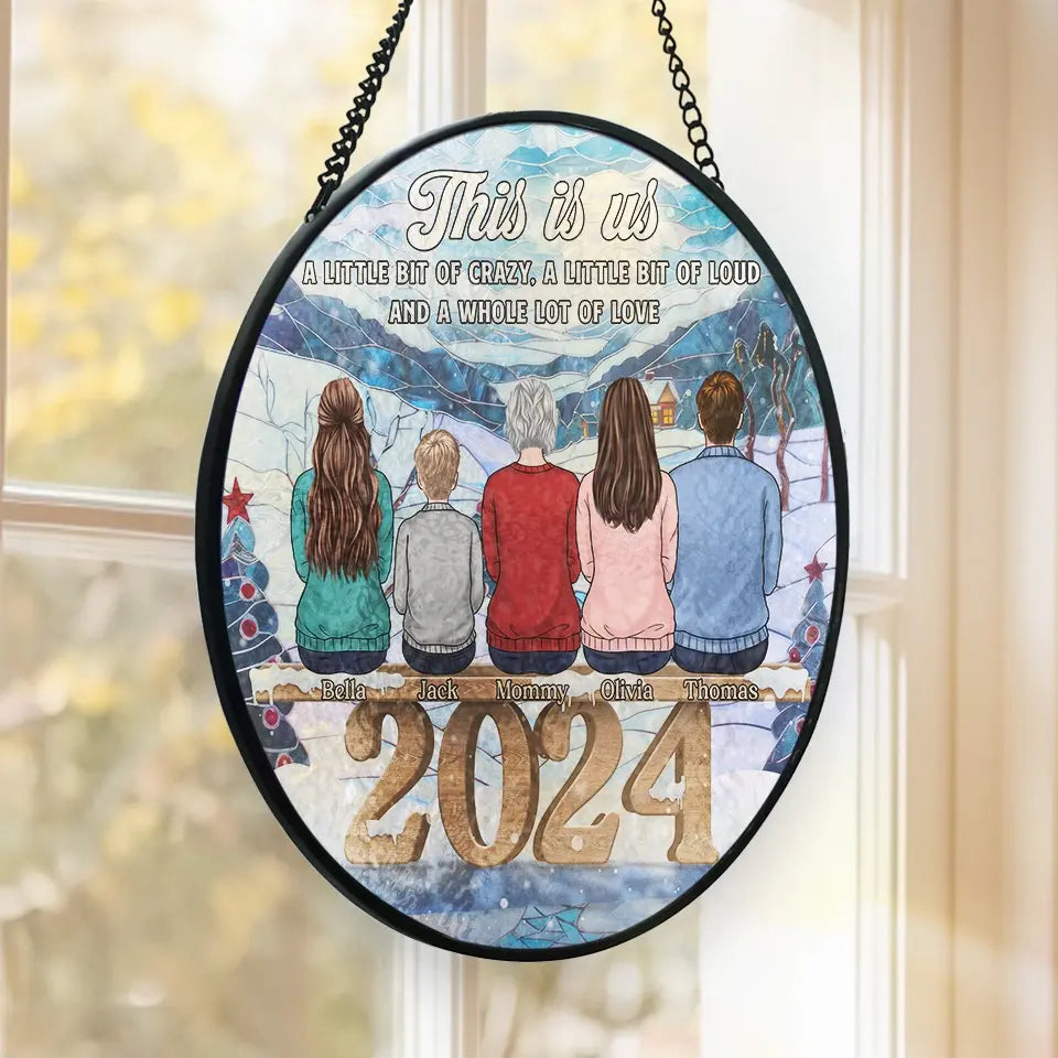 A Whole Lot Of Love - Family Personalized Custom Stained Glass Window Hanging Suncatcher - Christmas Gift For Family Members