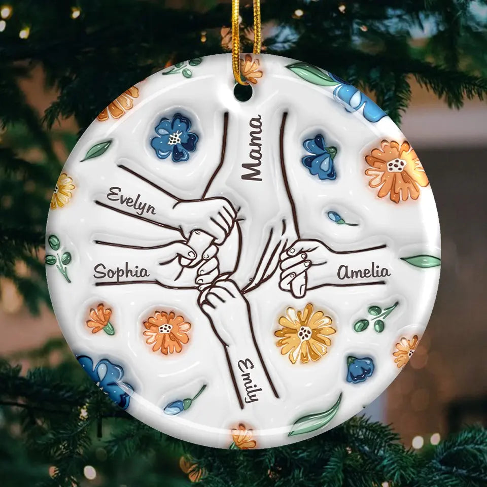 A Mother’s Touch Is A Heart's Anchor - Family Personalized Custom 3D Inflated Effect Printed Ornament - Ceramic Round Shaped - Christmas Gift For Mom, Grandma