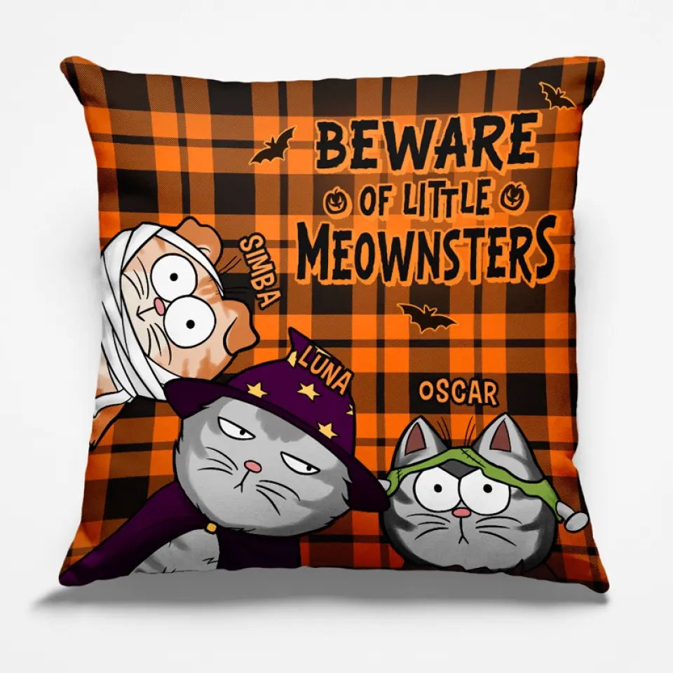 Beware Of Little Meownsters - Cat Personalized Custom Pillow - Halloween Gift For Pet Owners, Pet Lovers