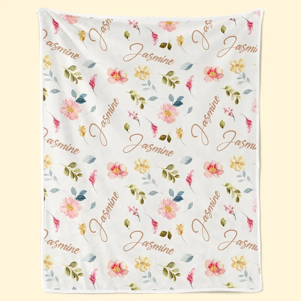 Baby Likes Flowers That Are Forever in Bloom - Family Personalized Custom Baby Blanket - Gift For Baby Kids, Newborn Baby
