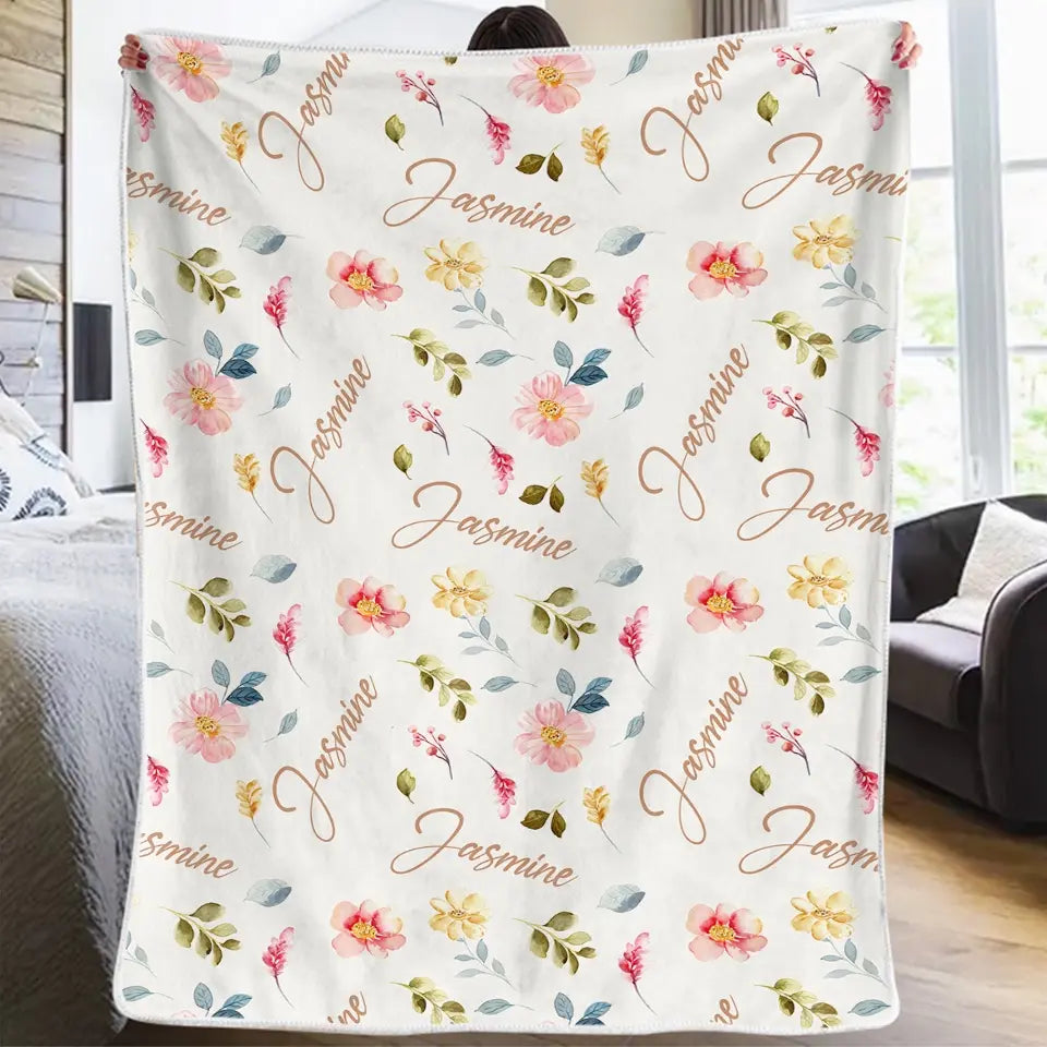 Baby Likes Flowers That Are Forever in Bloom - Family Personalized Custom Baby Blanket - Gift For Baby Kids, Newborn Baby
