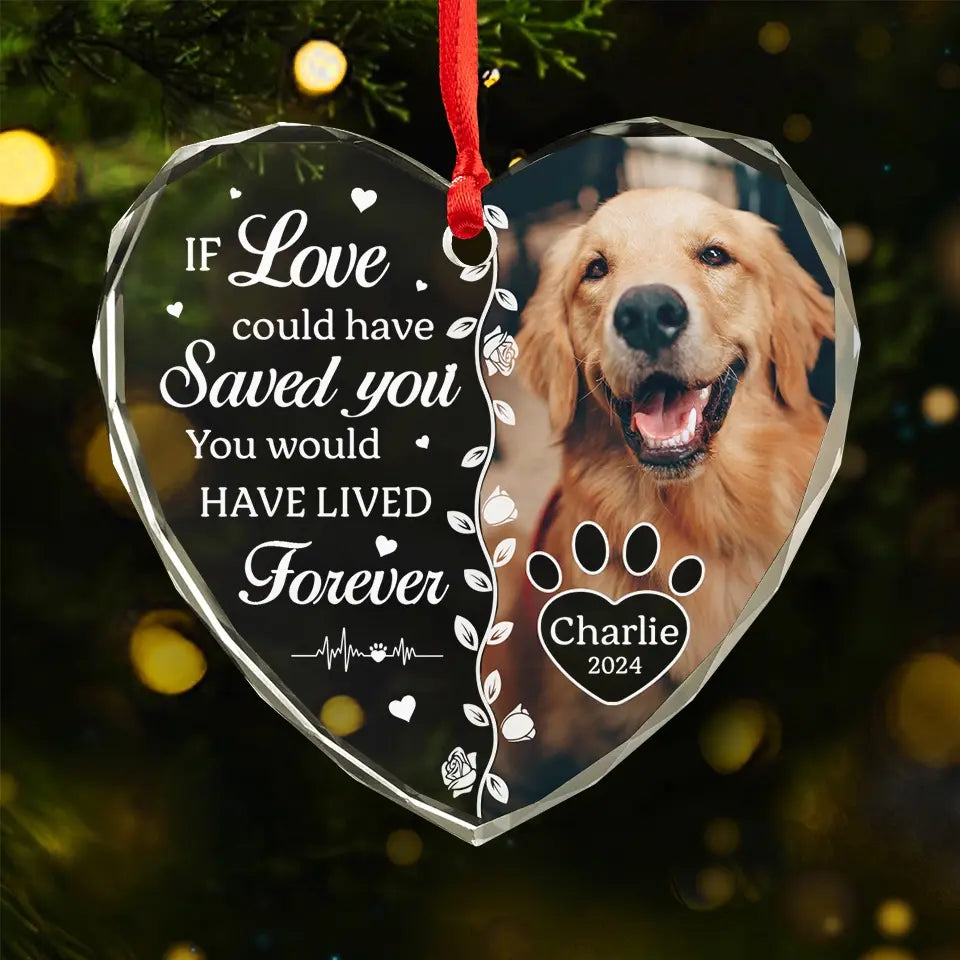 Custom Photo Once By My Side, Forever In My Heart - Memorial Personalized Custom Heart Glass Ornament - Sympathy Gift, Christmas Gift For Pet Owners, Pet Lovers
