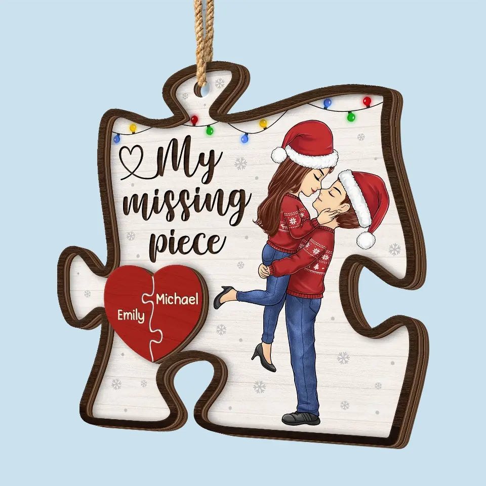 Loving You Is Easy - Couple Personalized Custom Shaped 2 Layered Wood Christmas Ornament - Christmas Gift For Husband Wife, Anniversary