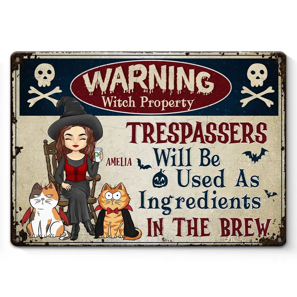 Cursed With Claws - Cat Personalized Custom Home Decor Metal Sign - House Warming Gift, Halloween Gift For Pet Owners, Pet Lovers