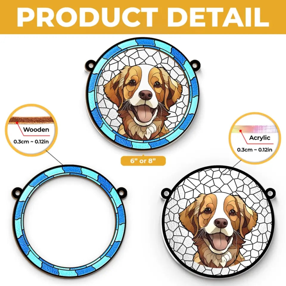 Custom Photo A Piece Of My Heart Lives In Heaven - Memorial Personalized Window Hanging Suncatcher - Sympathy Gift For Pet Owners, Pet Lovers