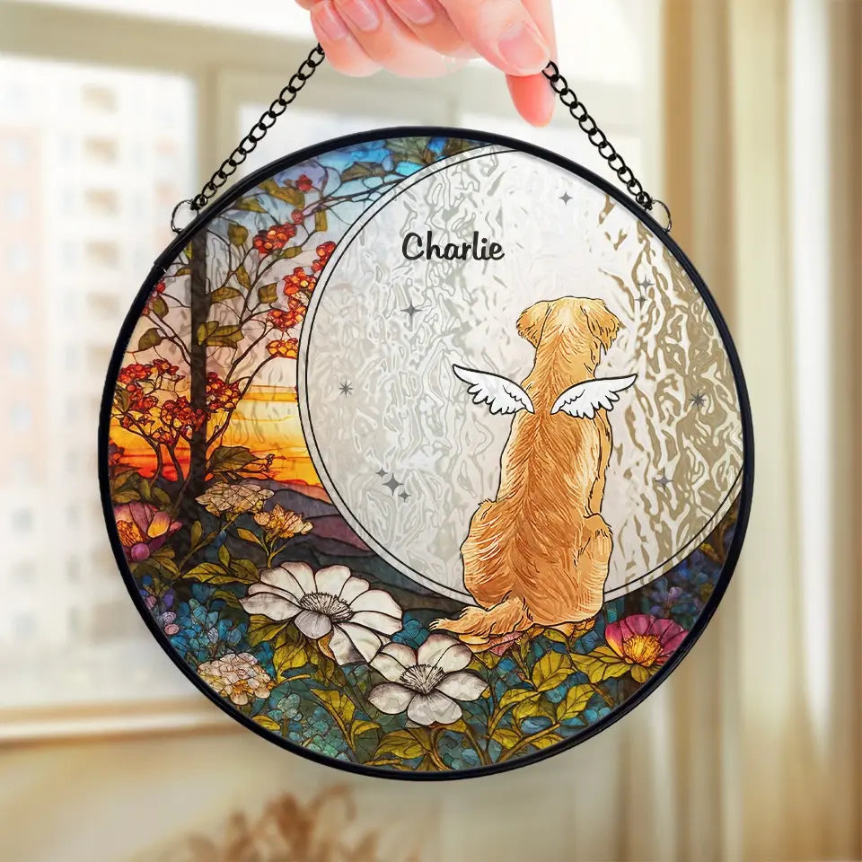 Forever In My Heart - Memorial Personalized Custom Stained Glass Window Hanging Suncatcher - Sympathy Gift For Pet Owners, Pet Lovers