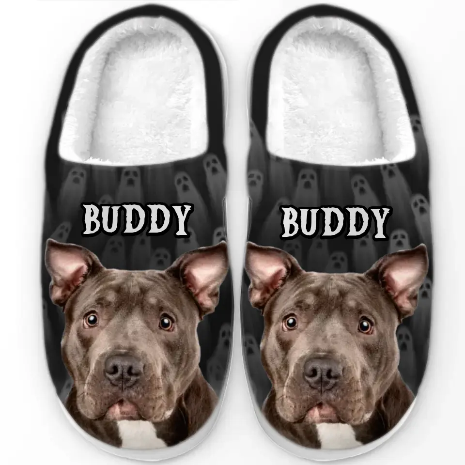 Custom Photo Trick Fur Treats - Dog & Cat Personalized Custom Fluffy Slippers - Halloween Gift For Pet Owners, Pet Lovers