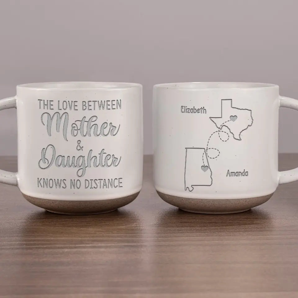 The Love Between Family Knows No Distance - Family Personalized Custom Pottery Mug - Gift For Family Members