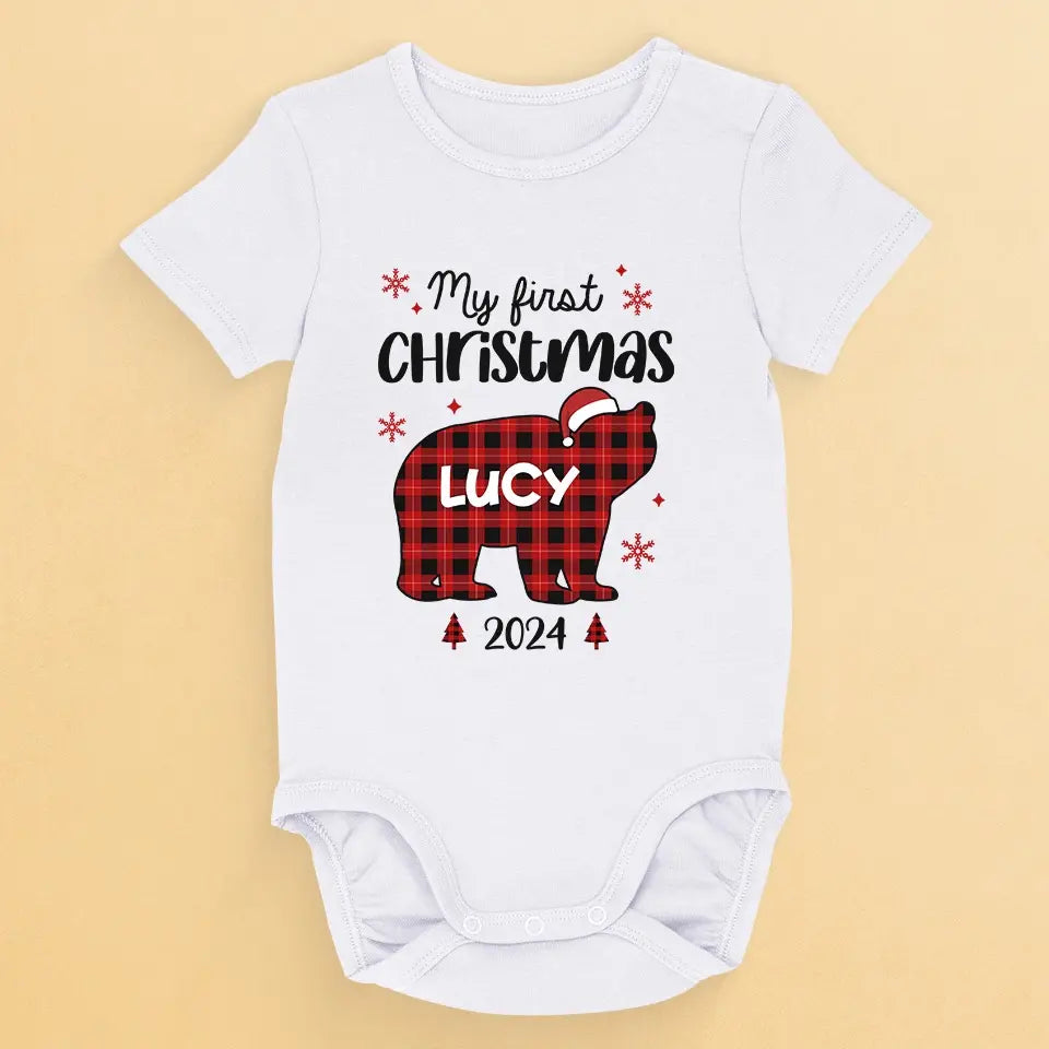 Our Pride And Christmas Joy - Family Personalized Custom Baby Onesie - Christmas Gift For Baby Kids, Newborn Baby