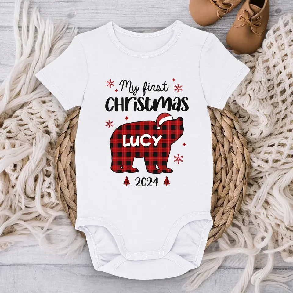 Our Pride And Christmas Joy - Family Personalized Custom Baby Onesie - Christmas Gift For Baby Kids, Newborn Baby