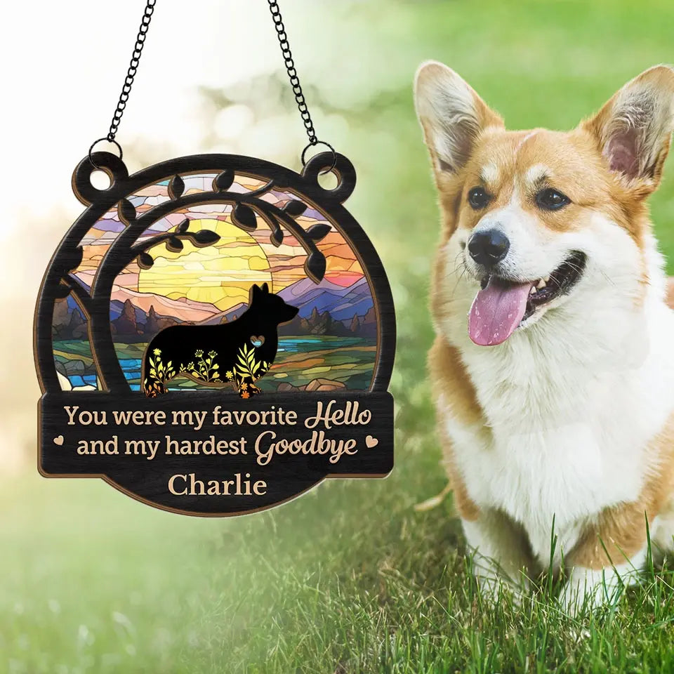You Left Paw Prints On Our Hearts - Memorial Personalized Window Hanging Suncatcher Ornament - Sympathy Gift For Pet Owners, Pet Lovers