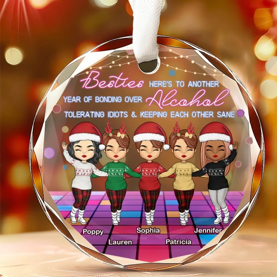 Friendship Is A Million Little Things - Bestie Personalized Custom Circle Glass Ornament - Christmas Gift For Best Friends, BFF, Sisters