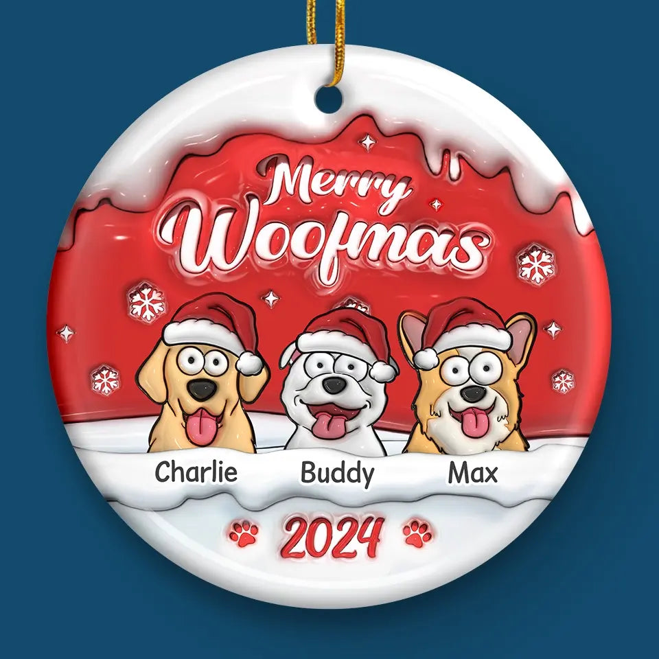 Santa Paws Brought Me The Cutest Little Christmas Sidekick - Dog & Cat Personalized Custom 3D Inflated Effect Printed Ornament - Ceramic Round Shaped - Christmas Gift For Pet Owners, Pet Lovers