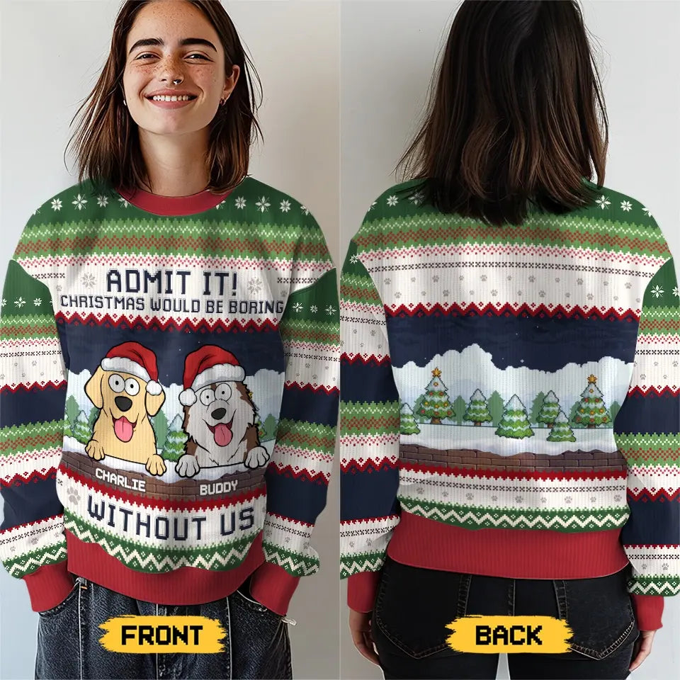 Purrs And Tail Wags This Christmas - Dog & Cat Personalized Custom Ugly Sweatshirt - Unisex Wool Jumper - Christmas Gift For Pet Owners, Pet Lovers