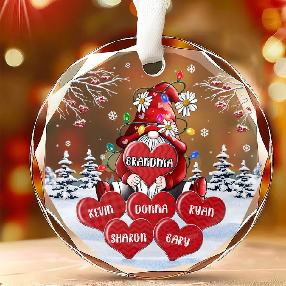 The True Power Behind The Power - Family Personalized Custom Circle Glass Ornament - Christmas Gift For Mom, Grandma