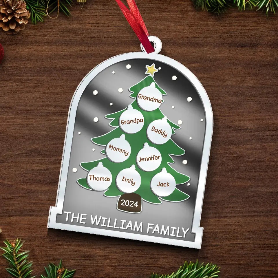 For Christmas, All I Want Is To Be With My Family - Family Personalized Custom Mirrored Acrylic Ornament - Christmas Gift For Family Members