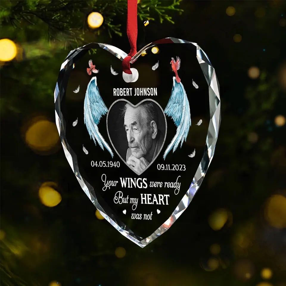 Custom Photo Memories For A Lifetime - Memorial Personalized Custom Heart Glass Ornament - Sympathy Gift, Christmas Gift For Family Members