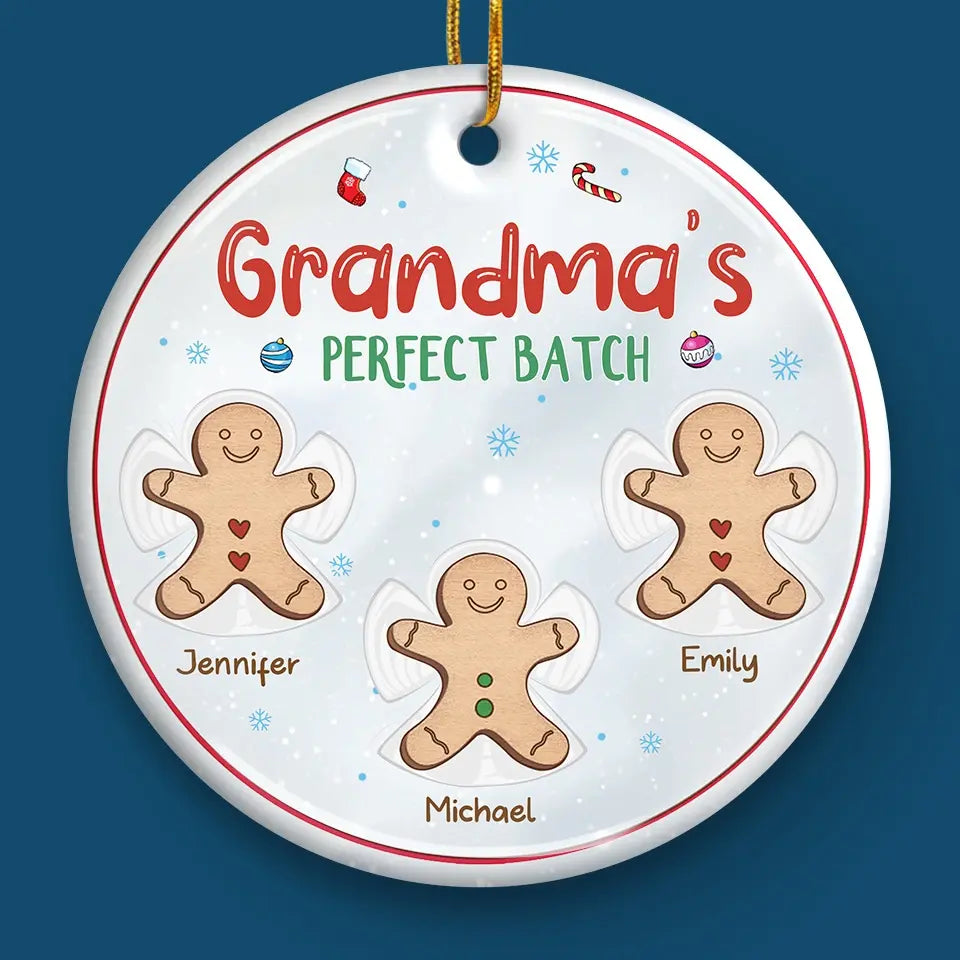 Spreading Gingerbread Joy - Family Personalized Custom Ornament - Ceramic Round Shaped - Christmas Gift For Mom, Grandma