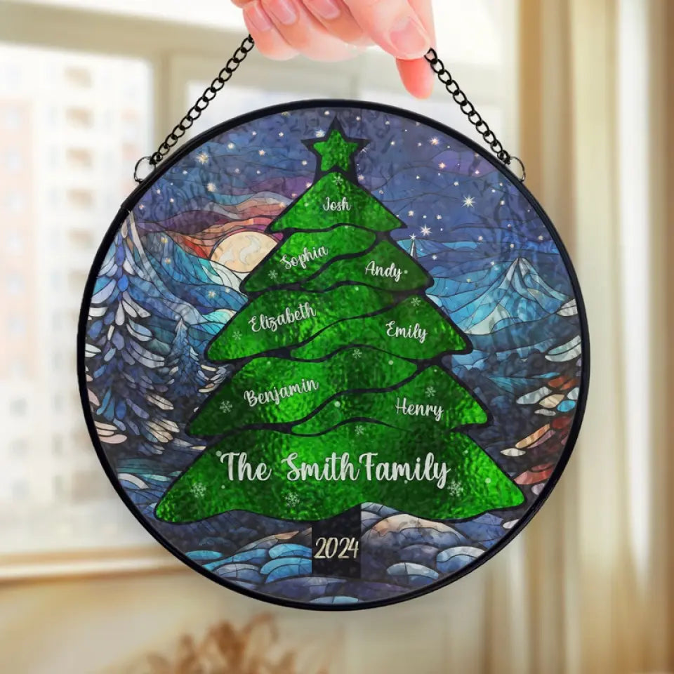 Merry Everything And Happy Always - Family Personalized Custom Stained Glass Window Hanging Suncatcher - Christmas Gift For Family Members