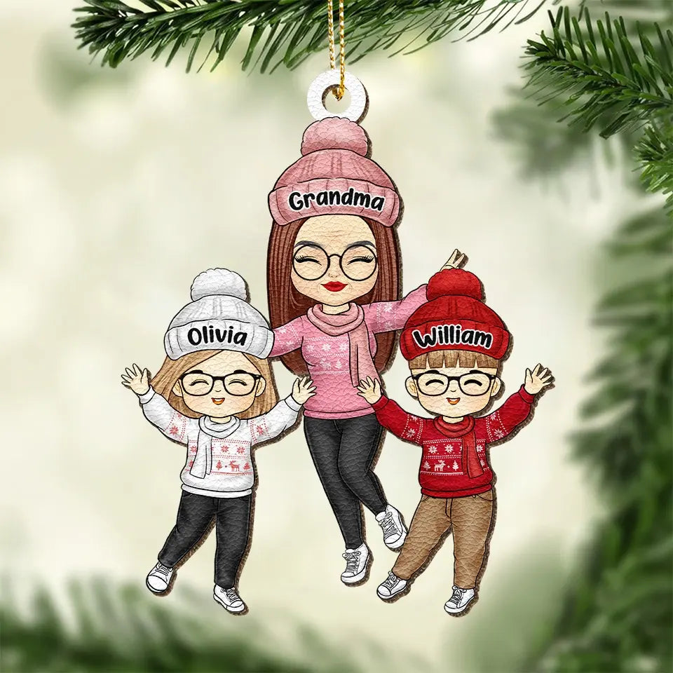 A Merry Christmas To Everybody - Family Personalized Custom Leather Ornament - Christmas Gift For Grandma