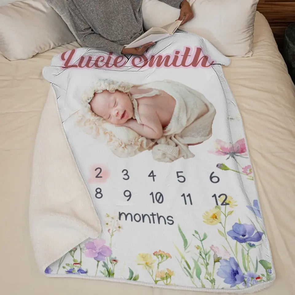 Custom Photo My New World Starts With You - Family Personalized Custom Baby Blanket - Gift For Baby Kids, Newborn Baby