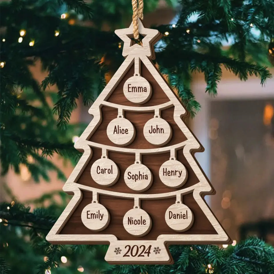 Blessings To Our Family This Holiday Season - Family Personalized Custom Shaped 2 Layered Wood Christmas Ornament - Christmas Gift For Family Members