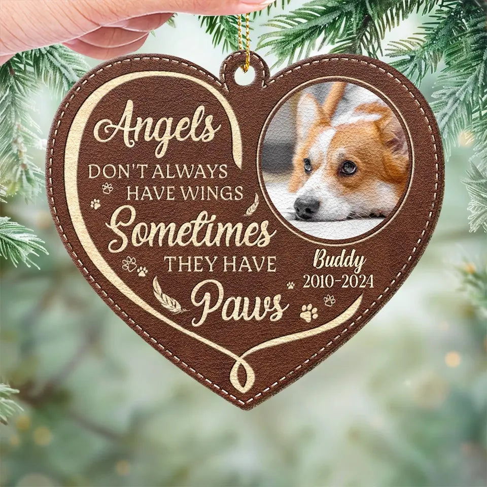 Custom Photo Run Free, Dear Friend - Memorial Personalized Custom Leather Ornament - Sympathy Gift, Christmas Gift For Pet Owners, Pet Lovers