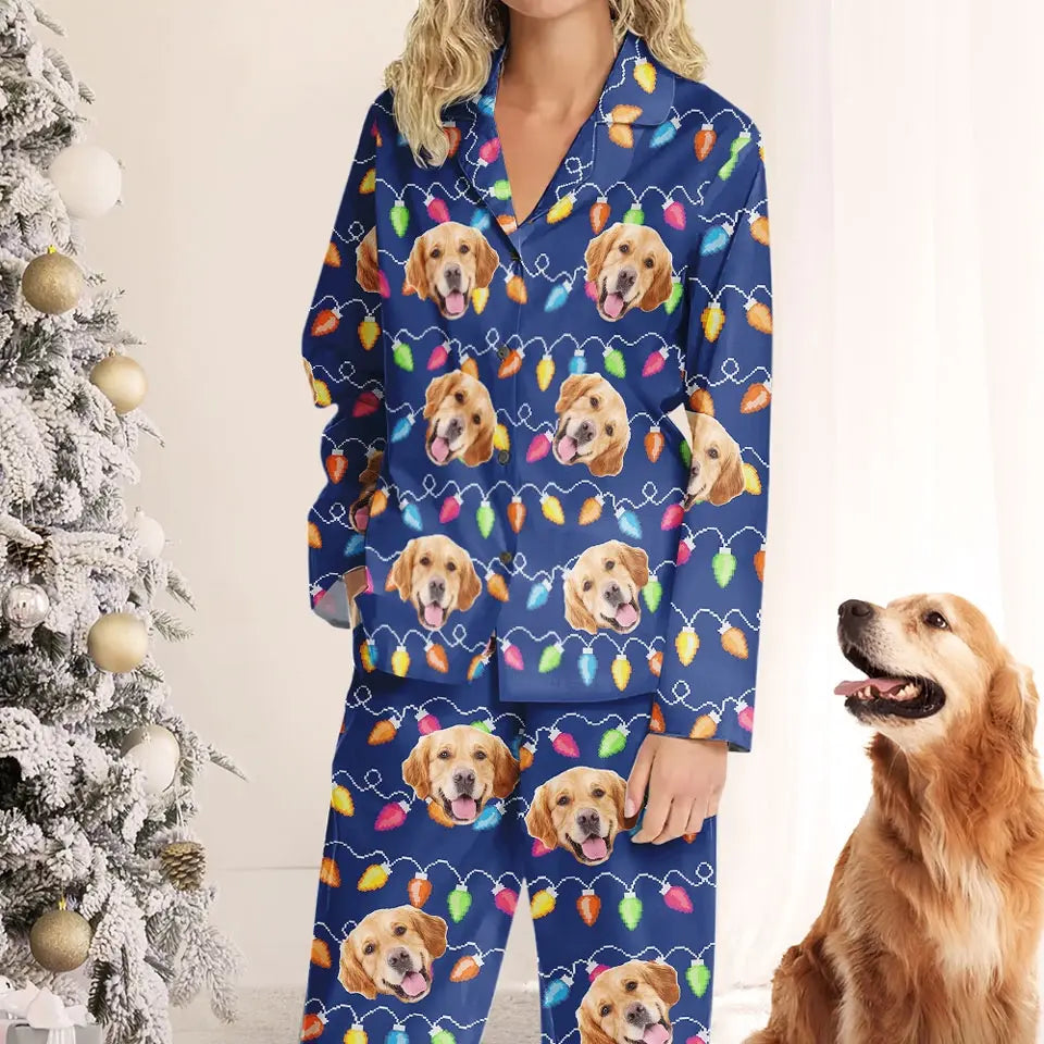 Custom Photo Wagging Tails All The Way To Christmas - Dog & Cat Personalized Custom Pajamas - Christmas Gift For Pet Owners, Pet Lovers