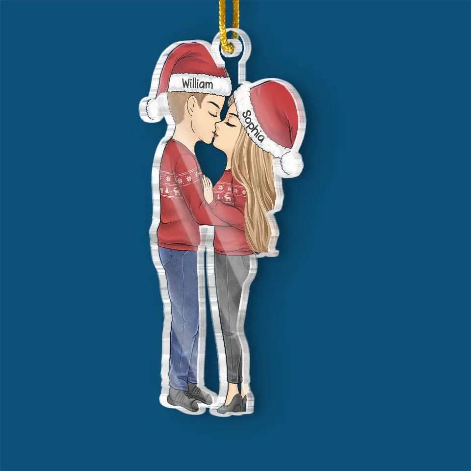 Kisses Are The Best Christmas Gift - Couple Personalized Custom Ornament - Acrylic Custom Shaped - Christmas Gift For Husband Wife, Anniversary