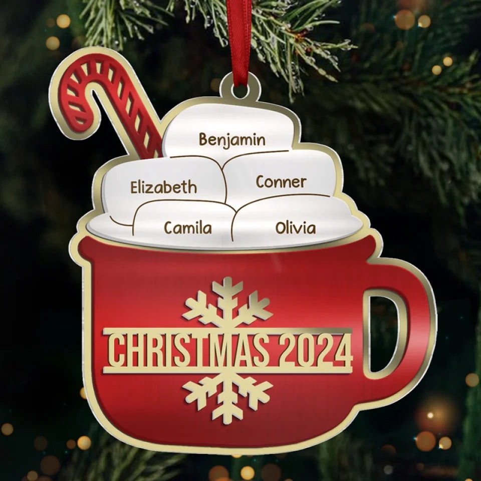 The Best Thing About Christmas Is Spending Time With Family - Family Personalized Custom Mirrored Acrylic Ornament - Christmas Gift For Family Members