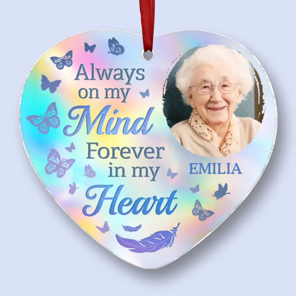 Custom Photo Your Wings Were Ready But My Heart Was Not - Memorial Personalized Custom Hologram Ornament - Sympathy Gift, Christmas Gift For Family Members
