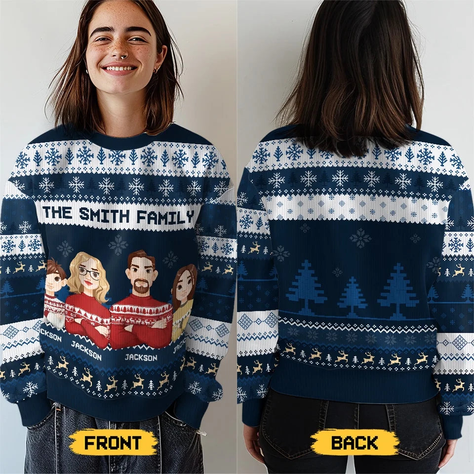 Christmas Is A Reminder Of The Joy That Family Brings - Family Personalized Custom Ugly Sweatshirt - Unisex Wool Jumper - Christmas Gift For Family Members