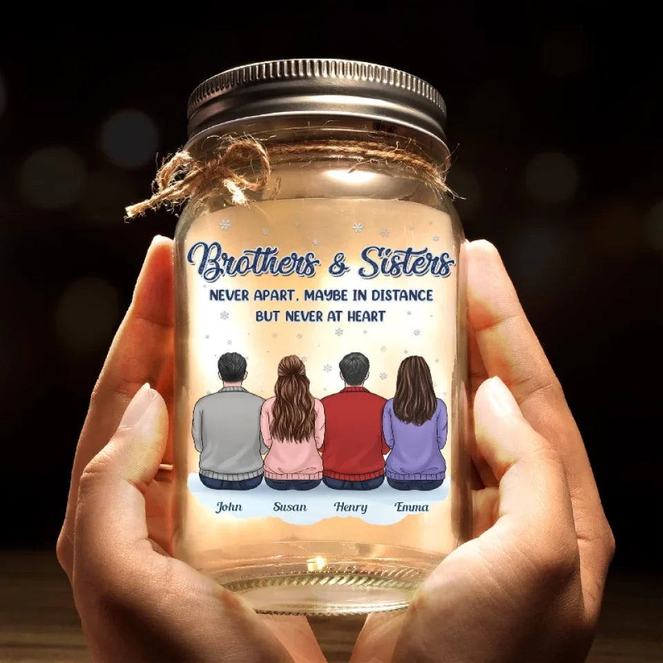 A Sibling Is A Forever Friend - Family Personalized Custom Mason Jar Light - Gift For Siblings, Brothers, Sisters
