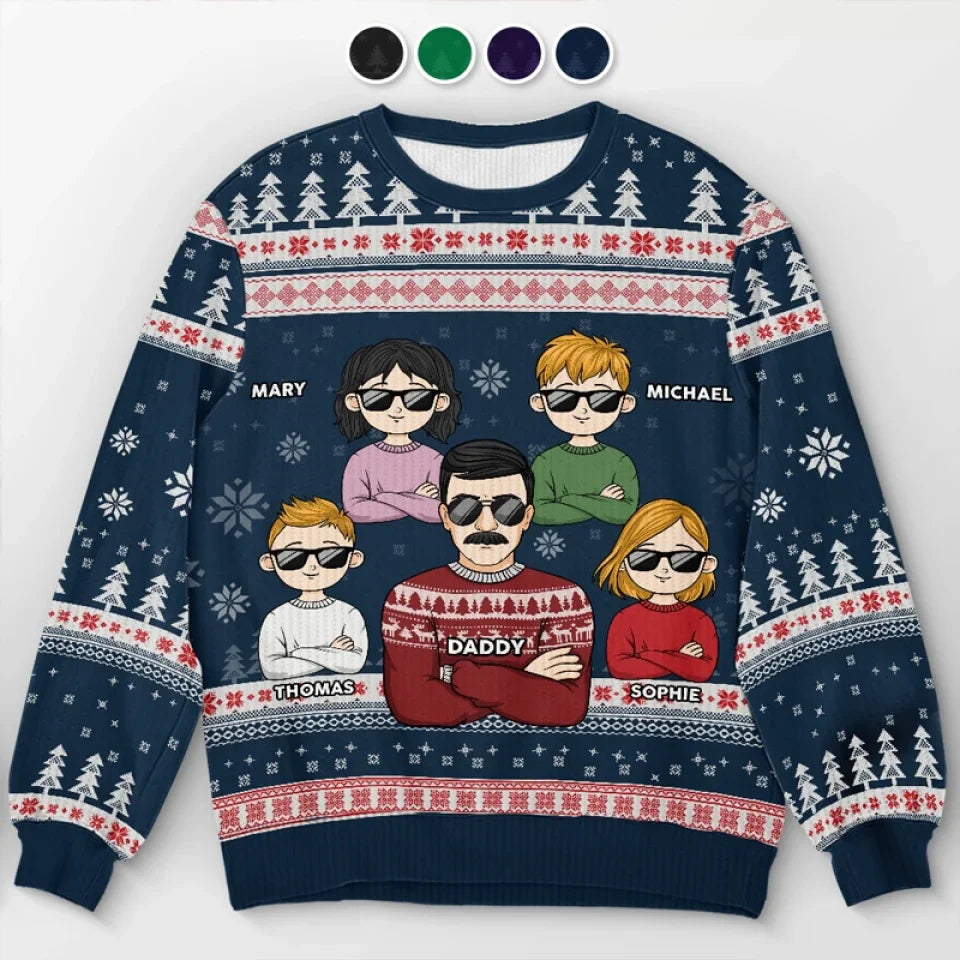 Family Will Always Be Connected By Heart - Family Personalized Custom Ugly Sweatshirt - Unisex Wool Jumper - Christmas Gift For Family Members