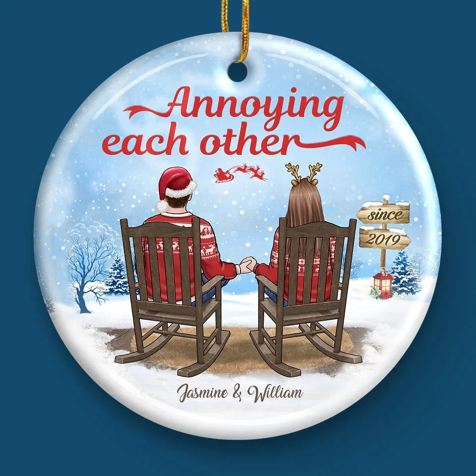 Your Hand In Mine Is The Best Gift This Christmas - Couple Personalized Custom Ornament - Ceramic Round Shaped - Christmas Gift For Husband Wife, Anniversary