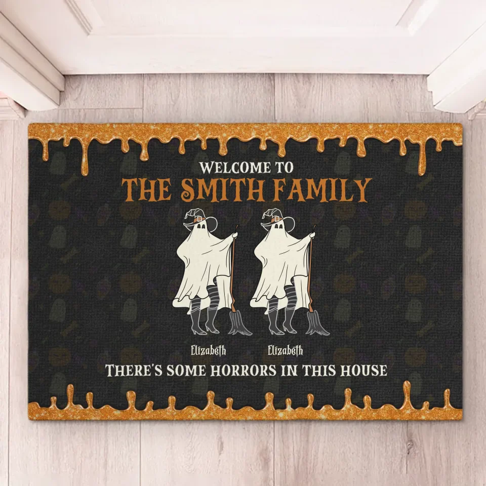 There's Some Horrors In This House - Family Personalized Custom Home Decor Decorative Mat - Halloween Gift For Family Members