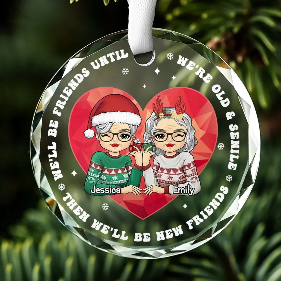 Merry Christmas To A True Friend - Bestie Personalized Custom Circle Glass Ornament - Christmas Gift For Best Friends, BFF, Sisters
