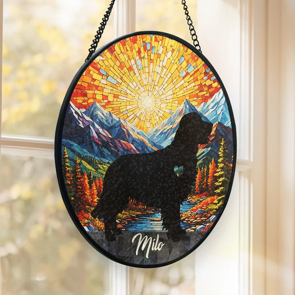 A Faithful Friend Is Never Forgotten - Memorial Personalized Custom Stained Glass Window Hanging Suncatcher - Sympathy Gift For Pet Owners, Pet Lovers