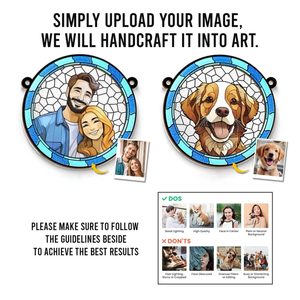 Custom Photo A Piece Of My Heart Lives In Heaven - Memorial Personalized Window Hanging Suncatcher - Sympathy Gift For Pet Owners, Pet Lovers